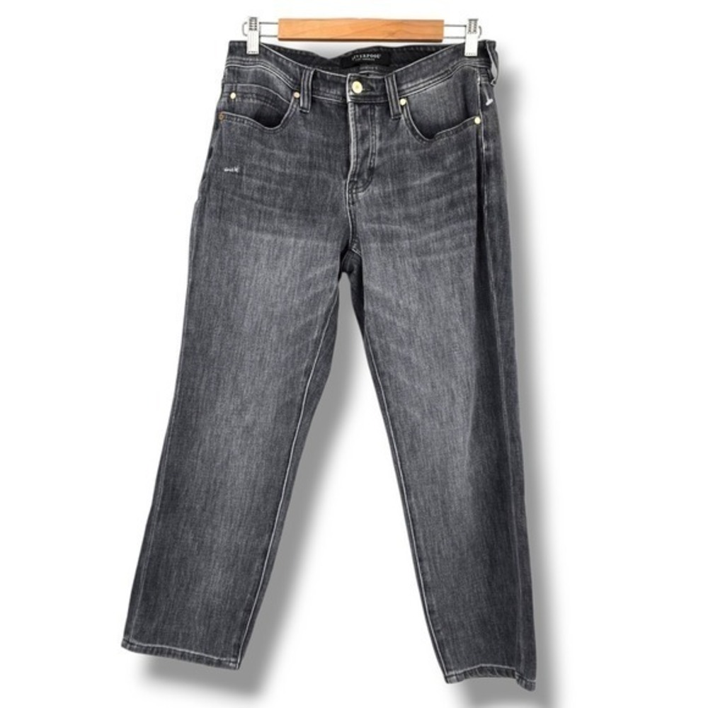 Liverpool Los Angeles Petite Mom Jeans High Rise Gray Wash Denim Size 6